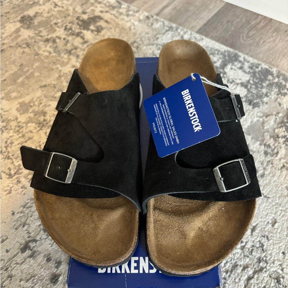 Birkenstock Black Suede Slip-On Zurich Sandals